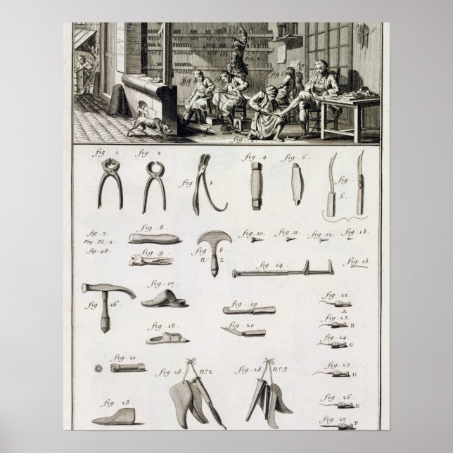 Pôster Um calçado e um iniciante e suas ferramentas, do ' (Frente)