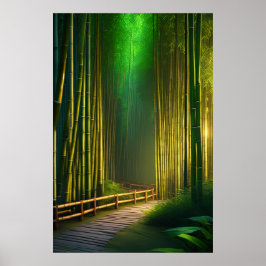 Poster Um Caminho de Madeira através da Floresta Escovora