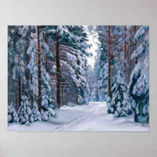 Poster Um Caminho Nevado na Floresta