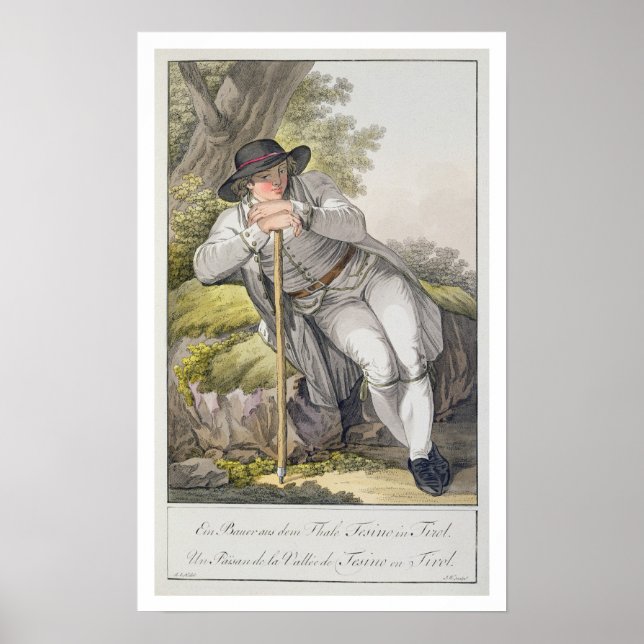 Pôster Um camponês do Vale de Tesino no Tirol, de uma com (Frente)