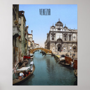 Poster Um canal ocupado em Veneza (1900)
