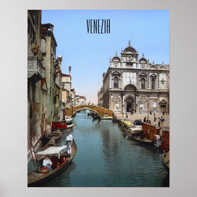 Poster Um canal ocupado em Veneza (1900) (Frente)
