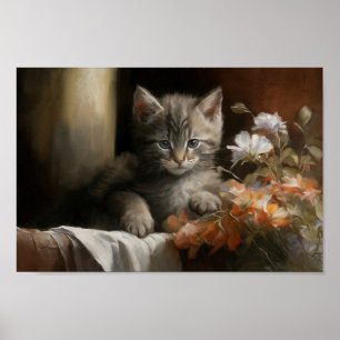 Poster Um Canto Cozy Tabby Kitten