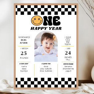 Poster Um Cara Feliz Aniversário de 1 Ano Primeira Festa 