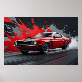 Poster Um Carro Musculoso Vermelho Antigo