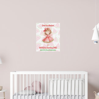 Poster Um Cartaz de Aniversário Um em um Melão | Fada da