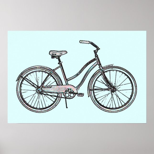 Poster Um Cartaz de Bicicleta Retro (Frente)