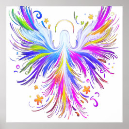 Poster Um Cartaz de Parede de Anjo Abstrato Leve e Arejad