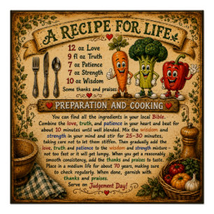Pôster Um Cartaz Inspirador Cristão Receitas para a Vida