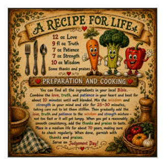 Pôster Um Cartaz Inspirador Cristão Receitas para a Vida