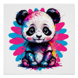 Pôster Um cartoon Panda no 1 Poster brilhante
