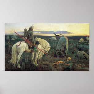 Pôster Um cavaleiro nas estradas transversaas