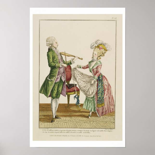 Poster Um cavalheiro tocando violino enquanto uma dama da (Frente)