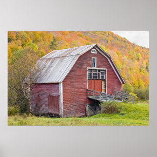 Poster Um celeiro nas Montanhas Verdes de Vermont. Hancoc