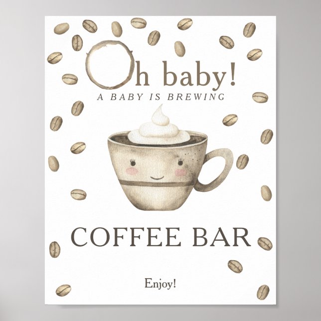 Poster Um chá de bebê está preparando o bar de café para  (Frente)