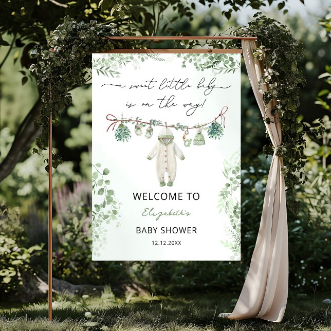 Poster Um Chá de fraldas de roupas de bebê doce bem-vindo (Criador carregado)