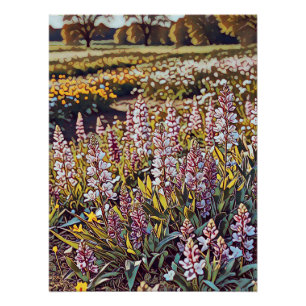Pôster Um cheio de campo de flores - Poster brilhante