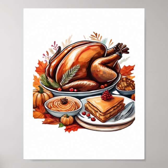 Poster Um Cheio de Mesa de Camisa Clássica de Gratidão (Frente)