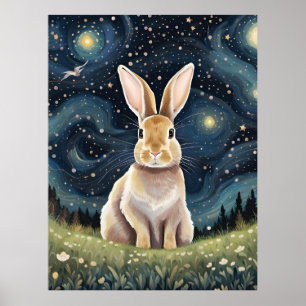 Poster Um Coelho na Noite Estrelada