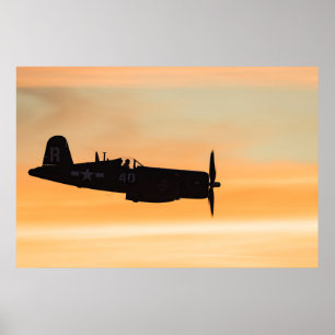 Poster Um Combatente da Corsair F4U Comprometido