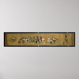 Poster Um comboio de Mongóis, Chineses, século 14