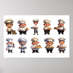 Poster Um conjunto de chefs pasteleiros posando para a câ