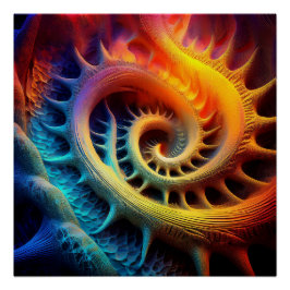 Pôster Um Conjunto de Mandelbrot Fractal Dourado com Espi