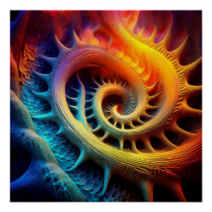Pôster Um Conjunto de Mandelbrot Fractal Dourado com Espi