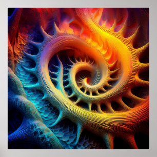 Poster Um Conjunto de Mandelbrot Fractal Dourado Espinhos