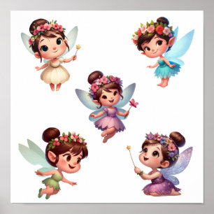 Poster Um conjunto mágico de pequenos desenhos animados
