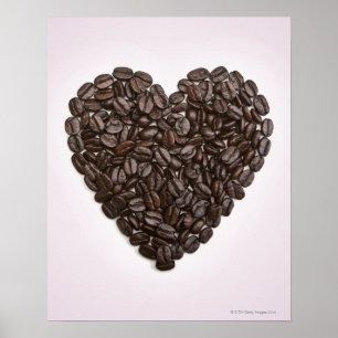 Pôster Um coração feito de feijões de café
