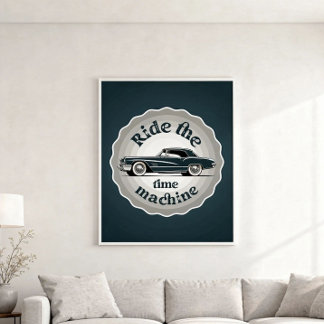 Poster Um crachá com estilo gráfico com dentro de carro v