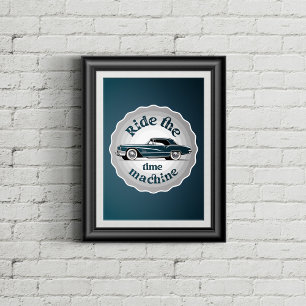 Poster Um crachá com estilo gráfico com dentro de carro v