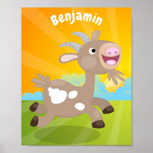 Poster Um desenho animado de cabra feliz