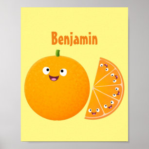 Poster Um desenho animado de fruta de citros de laranja f