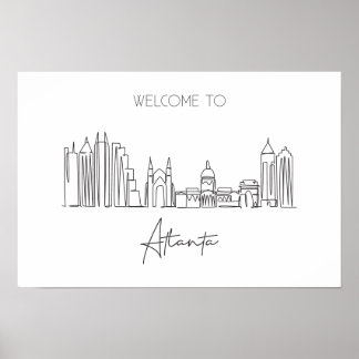 Poster Um Desenho Contínuo Da Linha Do Skyline Atlanta
