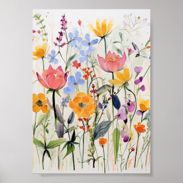 Poster Um design floral caprichoso, flores silvestres  (Frente)