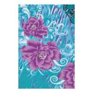 Pôster Um design têxtil vibrante com roxo e turq