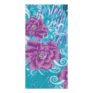 Pôster Um design têxtil vibrante com roxo e turq