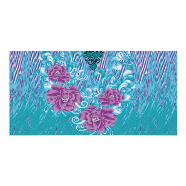 Pôster Um design têxtil vibrante com roxo e turq (Frente)