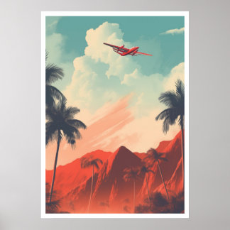 Poster Um Destino Costeiro Cênico com Palm Trees Poste
