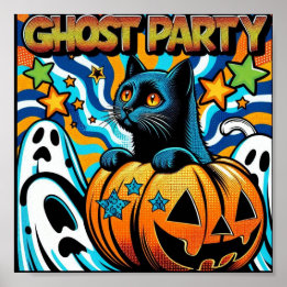 Poster Um Dia das Bruxas Puramente:Gato Negro Louco na Ab