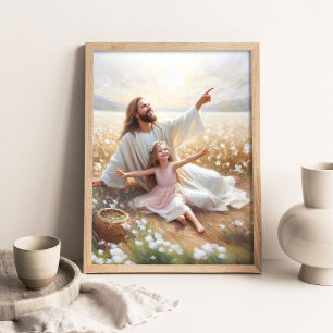 Poster Um Dia Lindo, Arte Cristã de Parede, Jesus com Cri