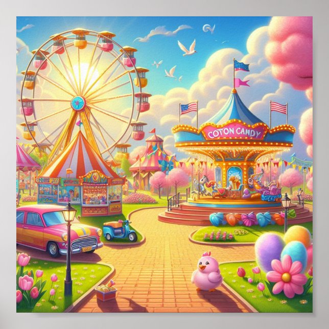 Poster Um dia na arte da Feira de Candyland (Frente)