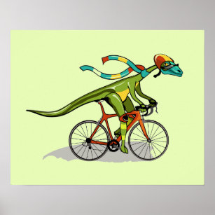 Poster Um Dinossauro Anabisetia Andando De Bicicleta.
