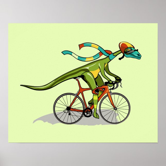 Poster Um Dinossauro Anabisetia Andando De Bicicleta. (Frente)