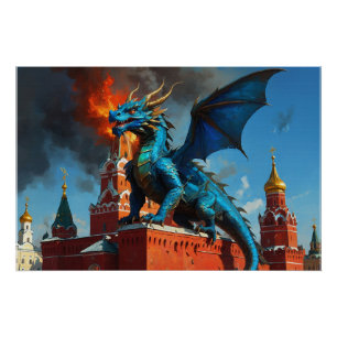 Pôster Um Dragão Azul e Dourado Visita Moscou