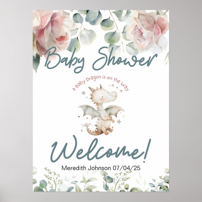 Poster Um Dragão Bebê está no sinal de boas vindas (Frente)