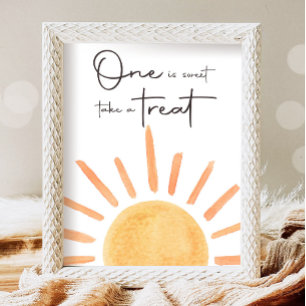 Poster Um é doce - Tome um Tratado Boho Sunshine Aniversá