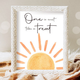 Poster Um é doce - Tome um Tratado Boho Sunshine Aniversá